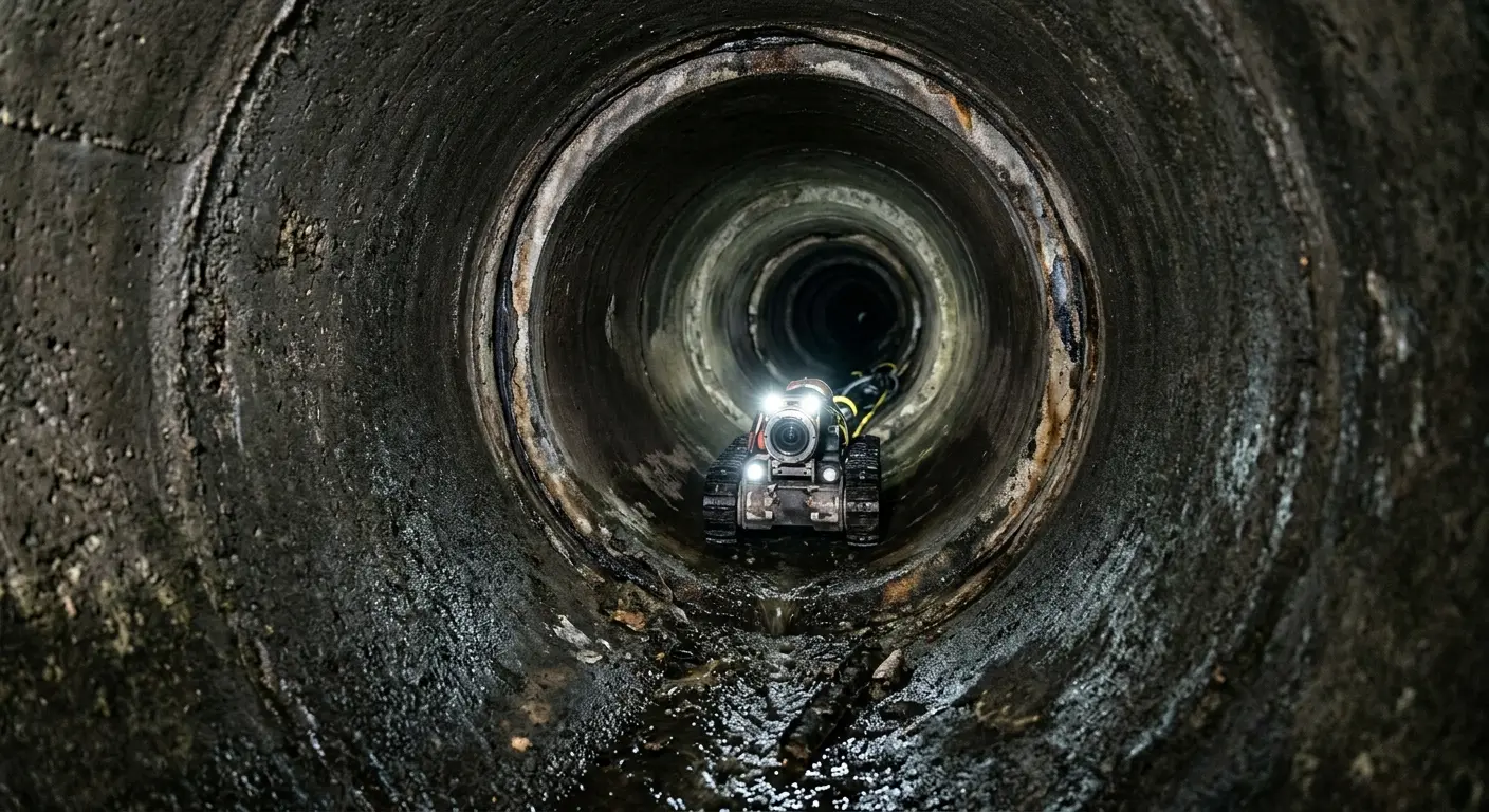 Robotic sewer camera inspecting pipe interior for Sewer Line Repair in Fair Lawn